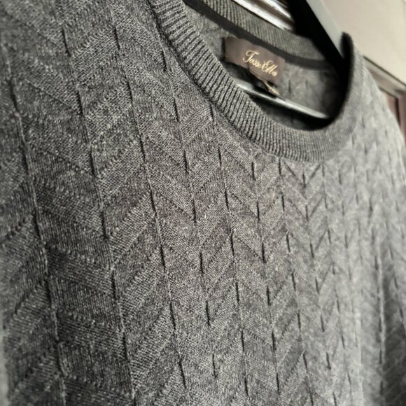 Tasso Elba Grey Herringbone Sweater Size L - Picture 4 of 5